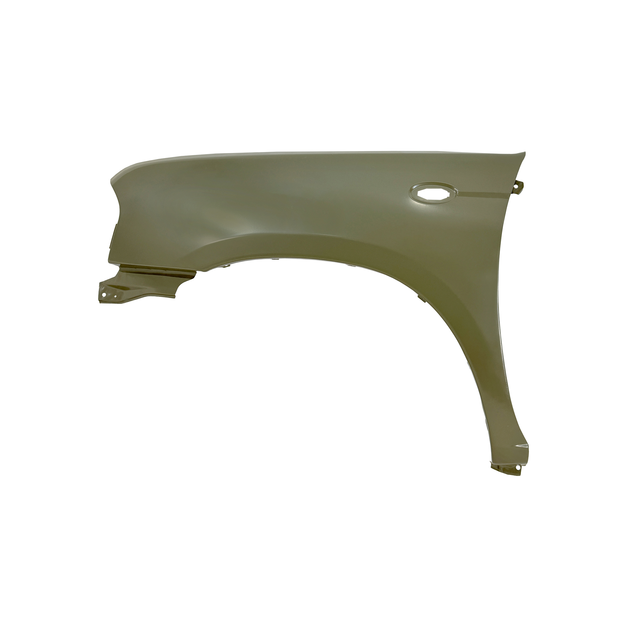 REPLACEMENT FRONT FENDER LH WITH SIDE LAMP HOLES WITHOUT WHEEL HOLES, FOR NISSAN D23, (STEEL)